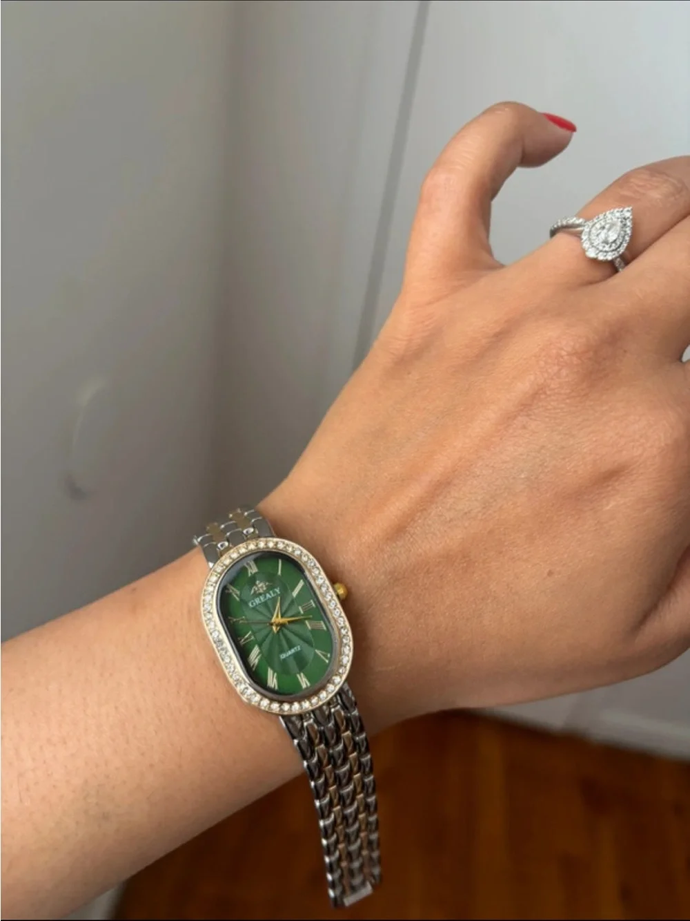 Green Dial Women's Stainless Steel Bracelet Watch